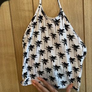 Cropped Halter Top w/ Palm Trees